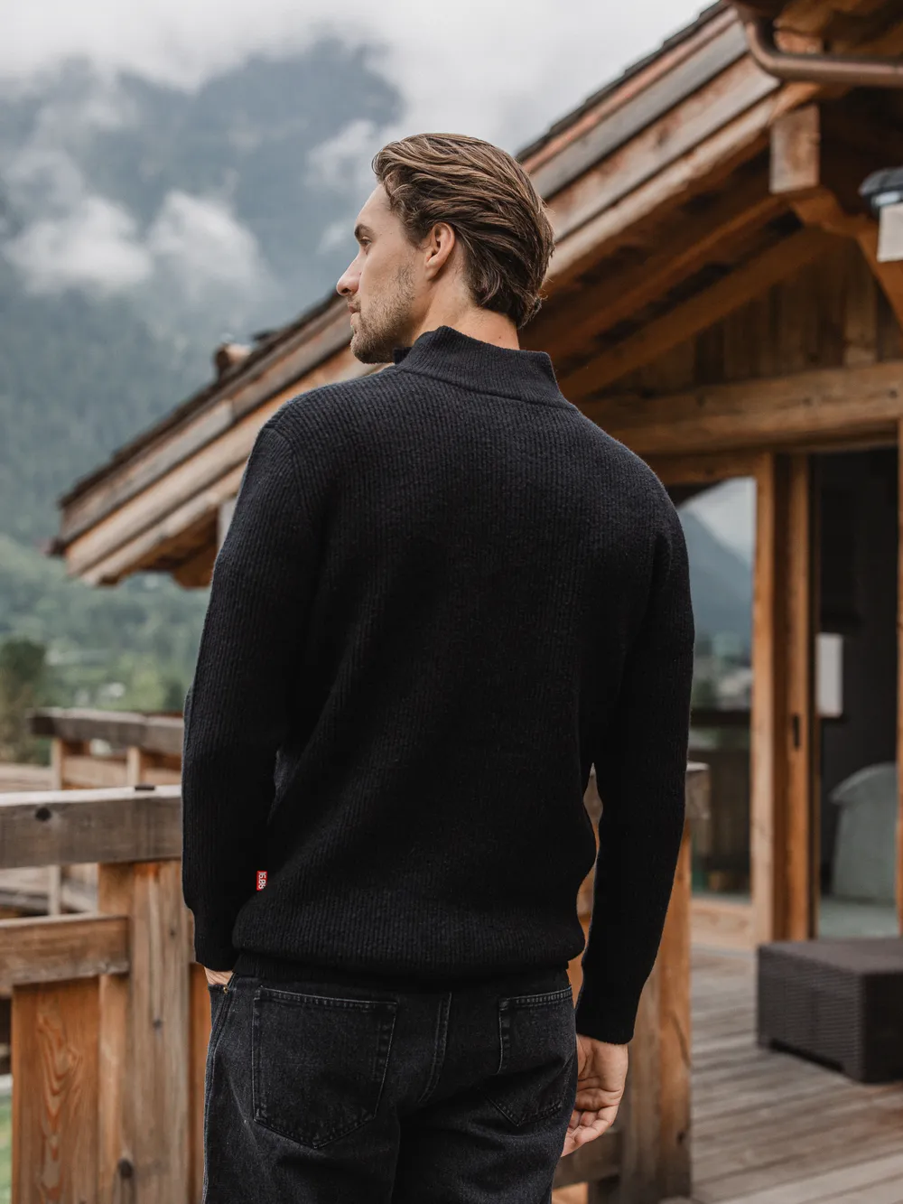 Black Knit Zip Sweater 1608 WEAR