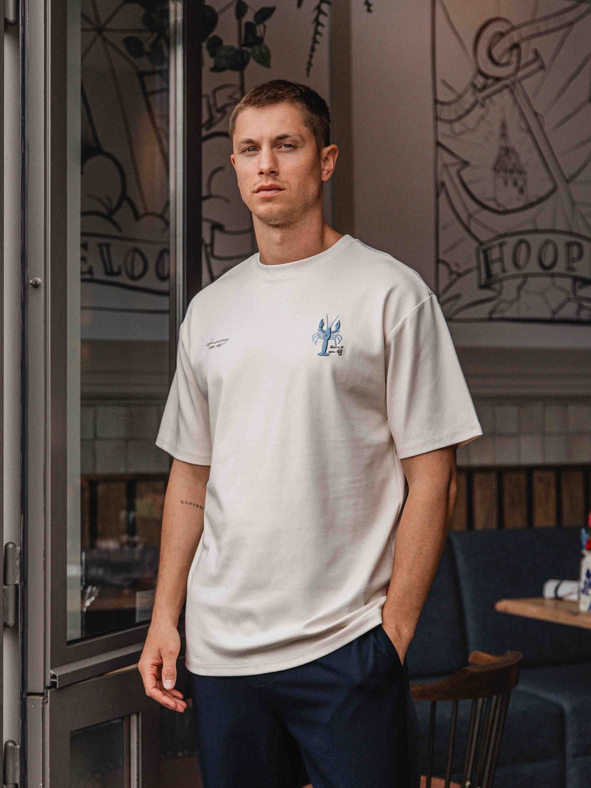 Creme Lobster Front Oversized T-shirt 1608 WEAR