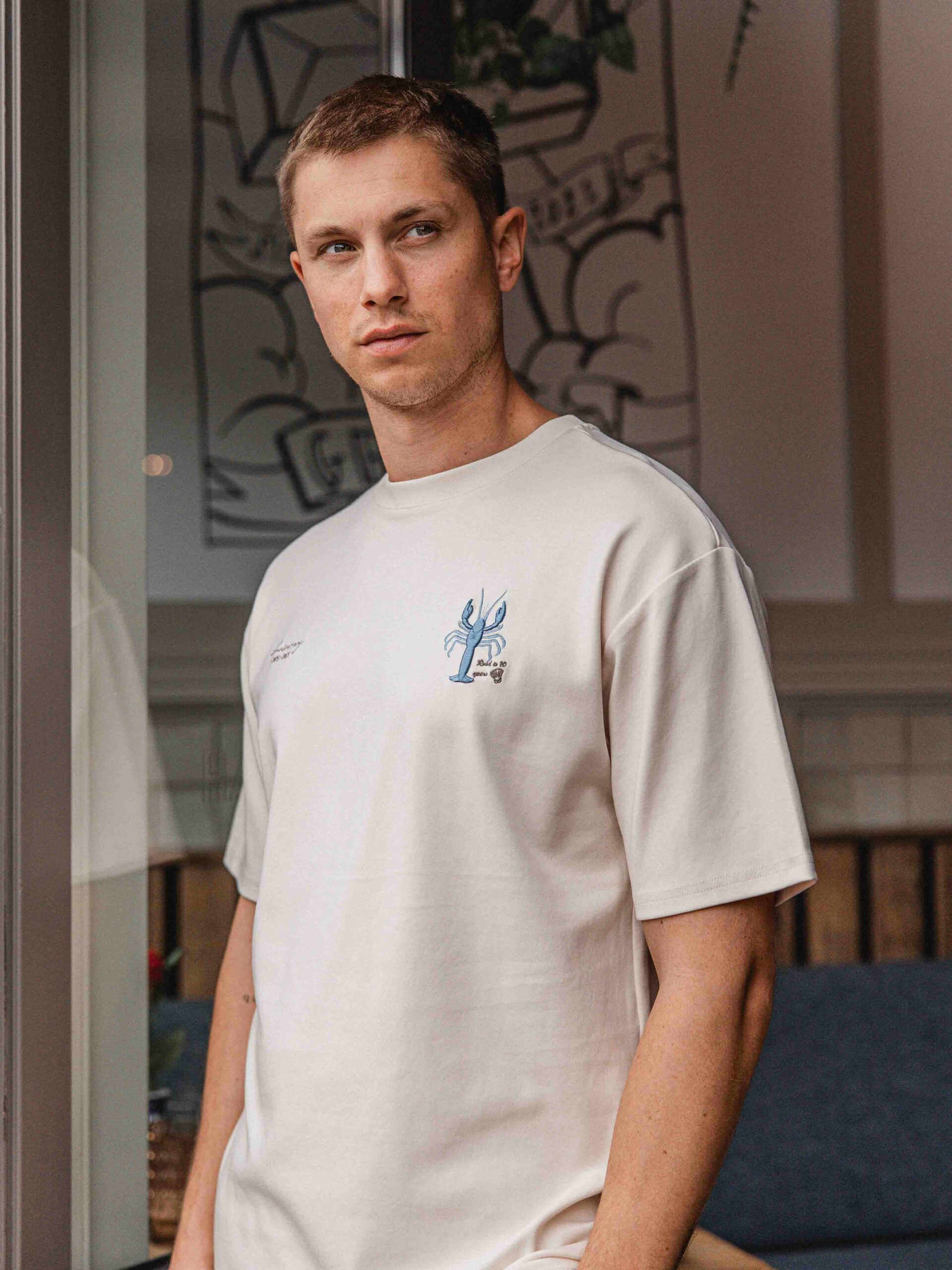 Creme Lobster Front Oversized T-shirt 1608 WEAR