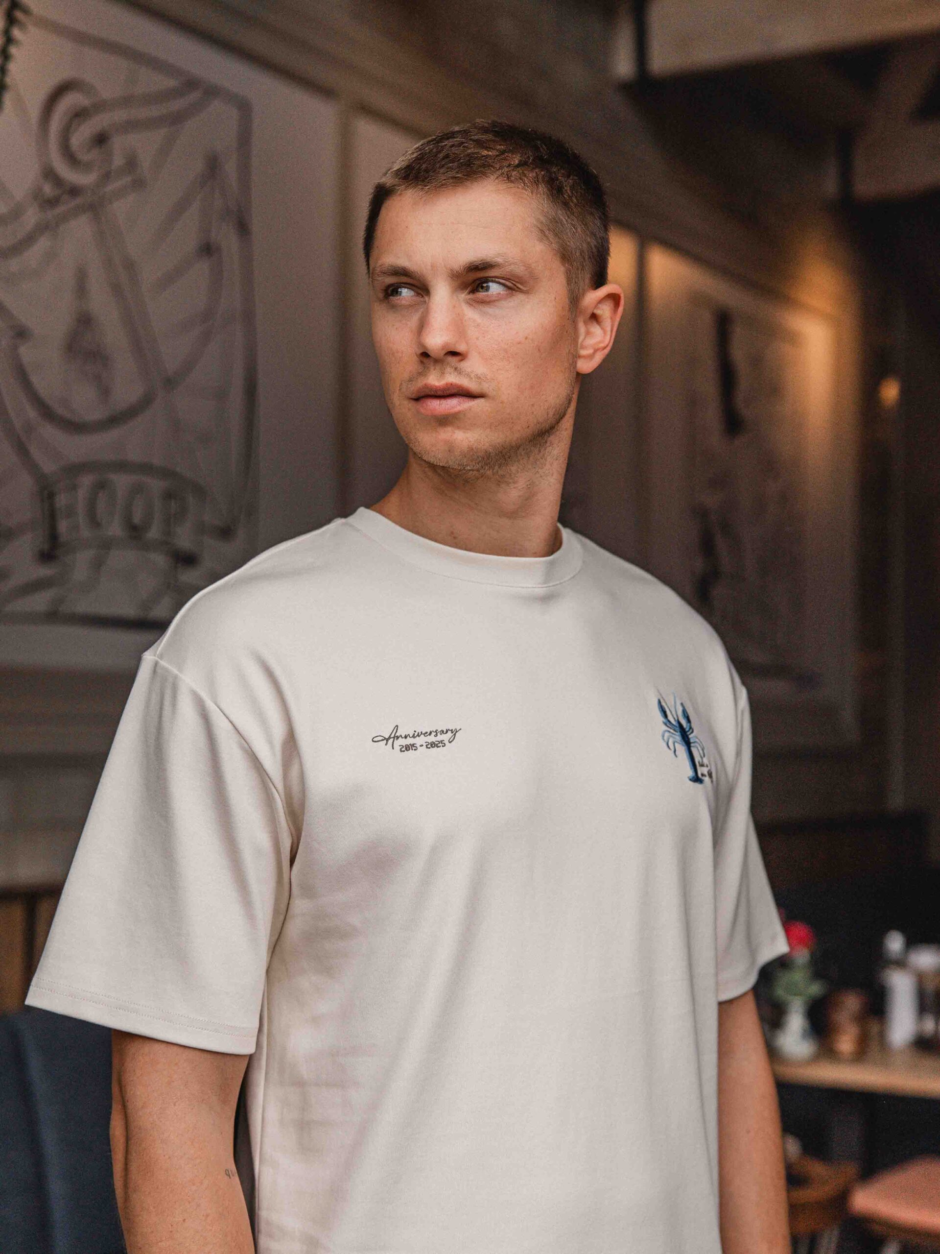 Creme Lobster Front Oversized T-shirt 1608 WEAR