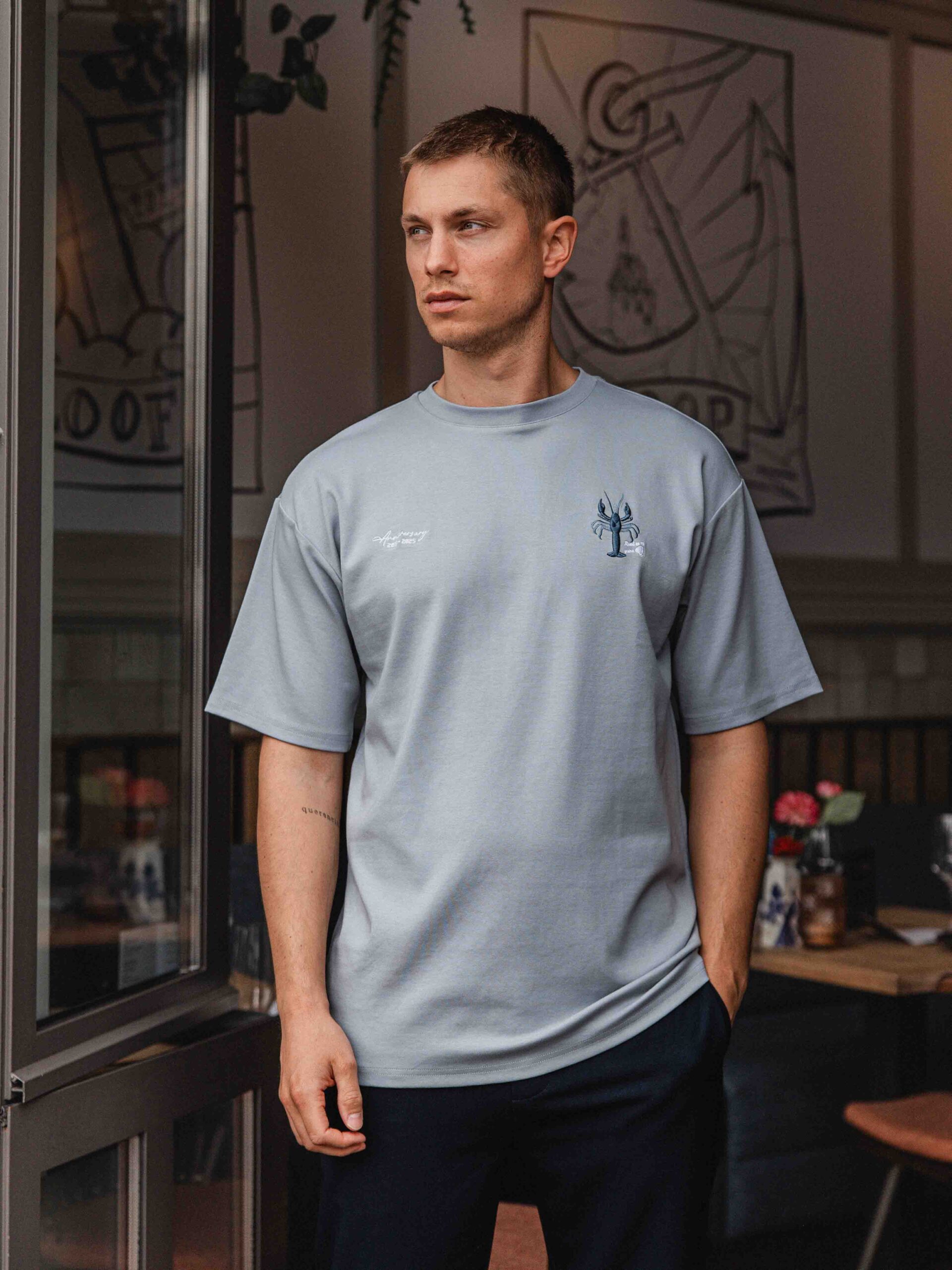 Blue Lobster Front Oversized T-shirt 1608 WEAR
