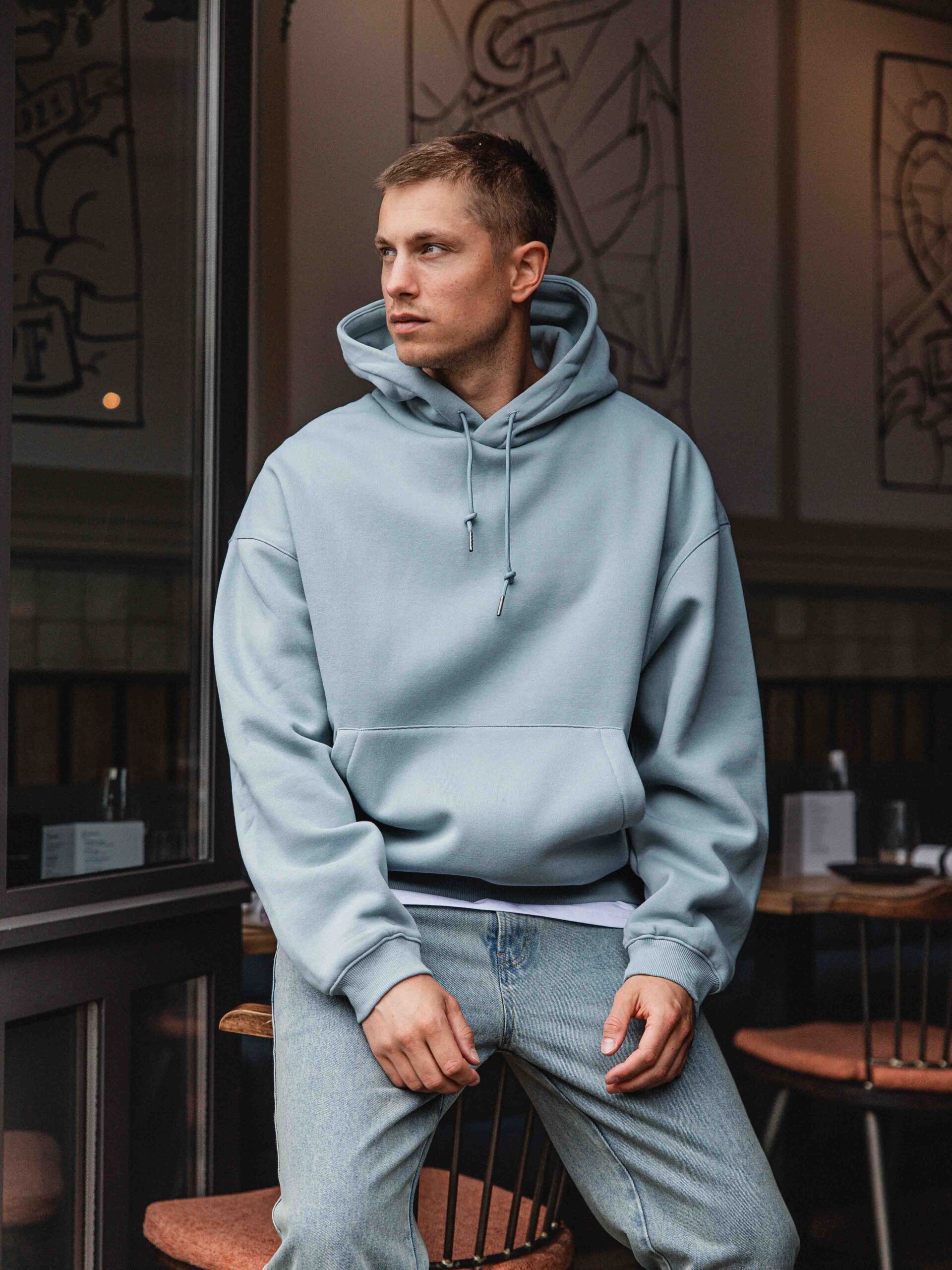 Light Blue Boxy Hoodie 1608 WEAR