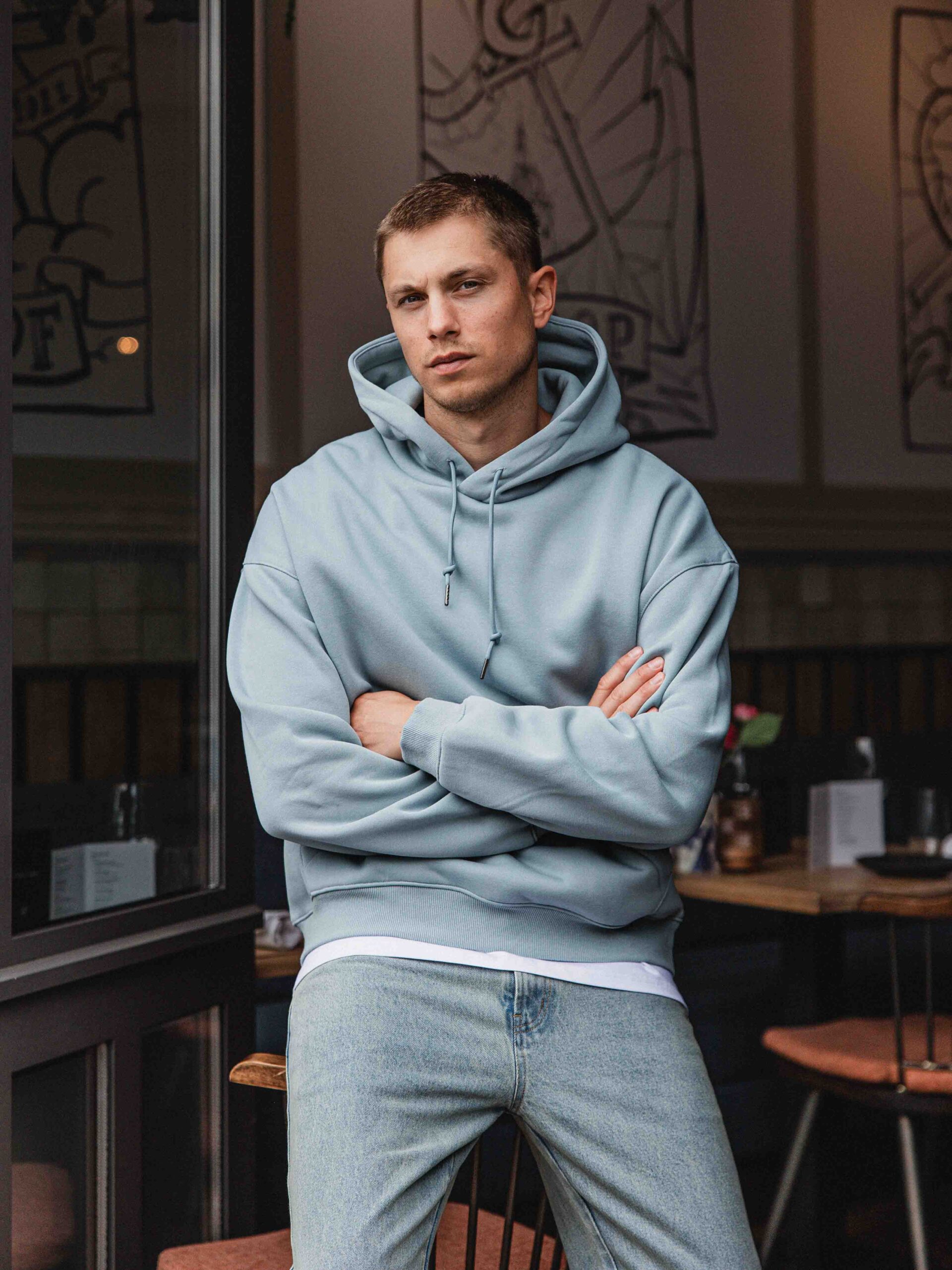 Light Blue Boxy Hoodie 1608 WEAR