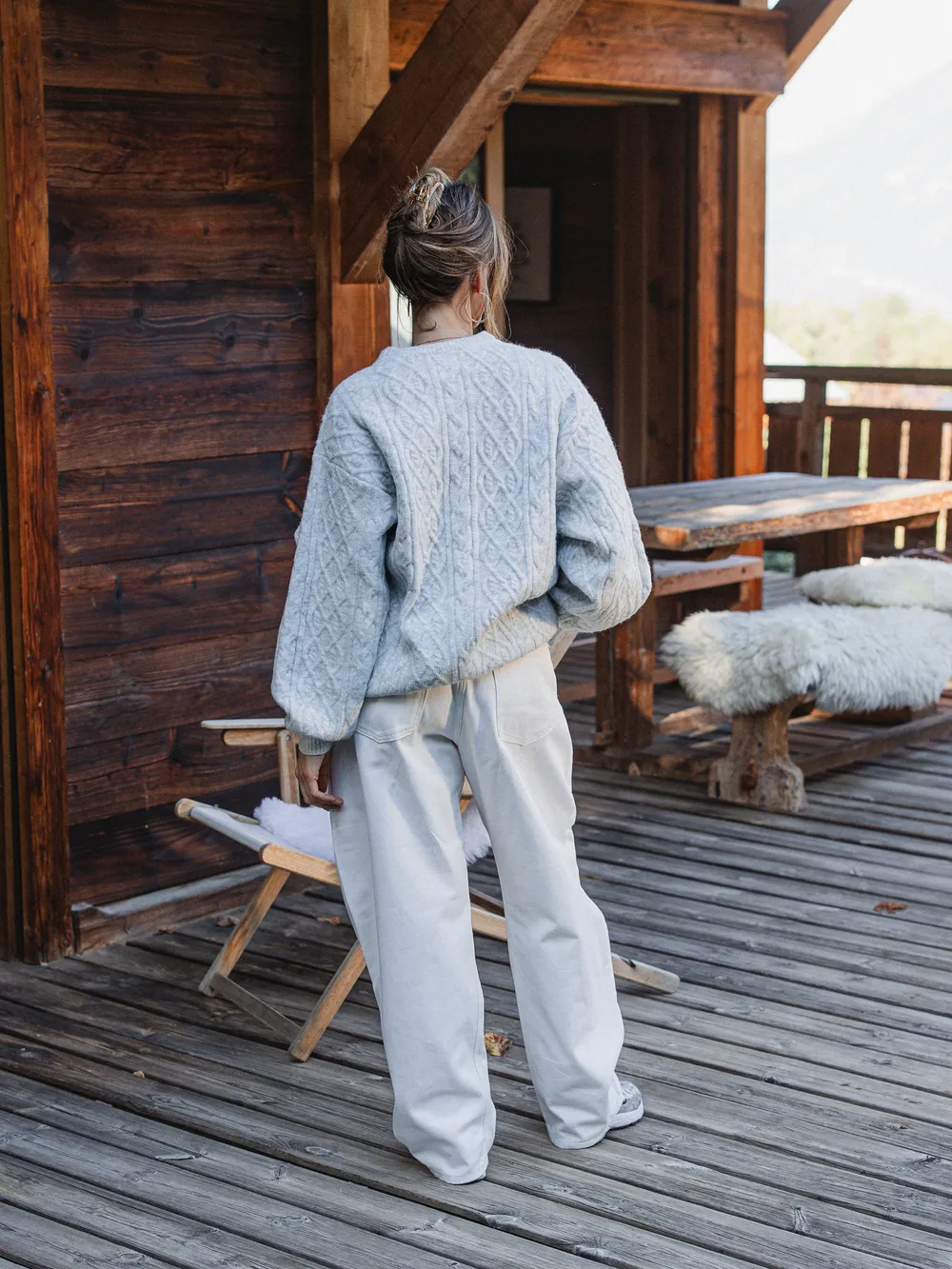 Light Grey Cable Sweater 1608 WEAR