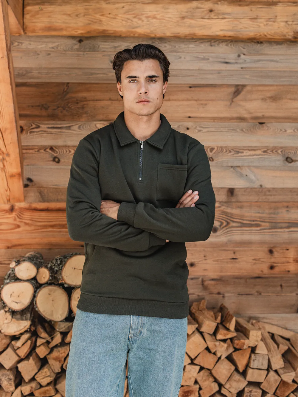 Green Polo Zipper Sweater 1608 WEAR