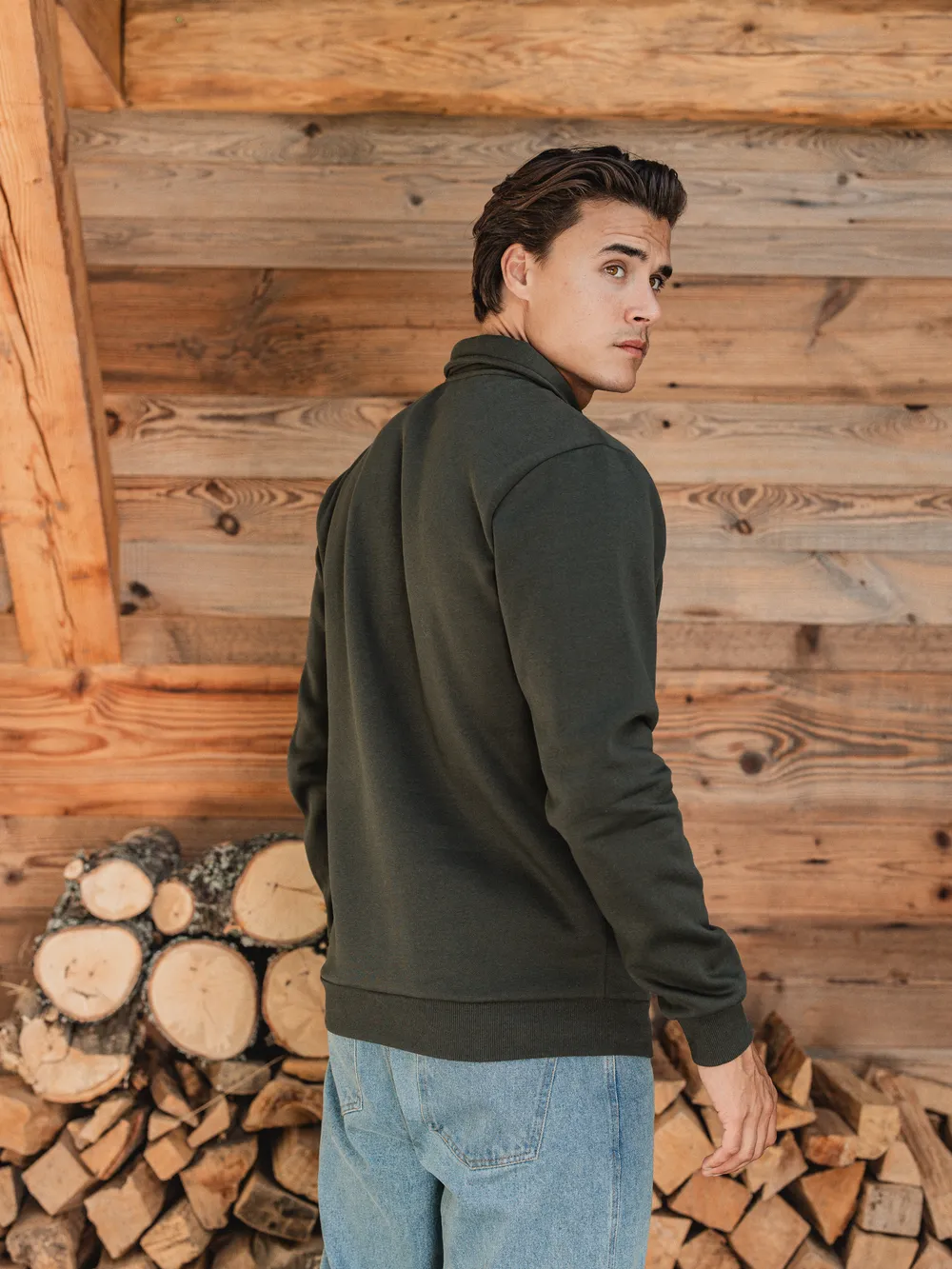 Green Polo Zipper Sweater 1608 WEAR