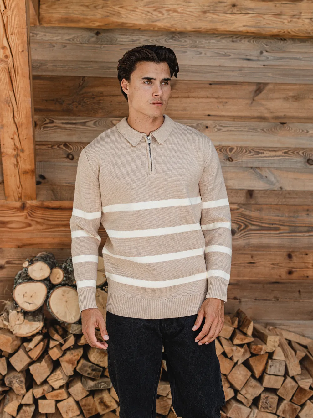 Beige Stripe Sweater 1608 WEAR