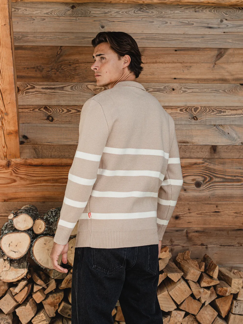Beige Stripe Sweater 1608 WEAR