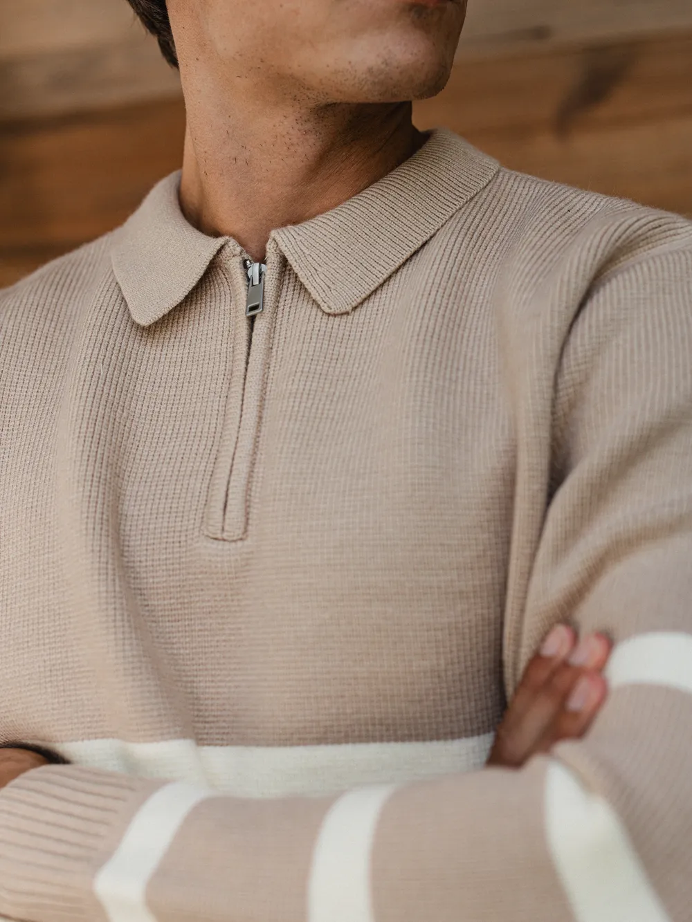 Beige Stripe Sweater 1608 WEAR