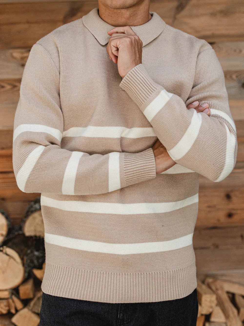 Beige Stripe Sweater 1608 WEAR