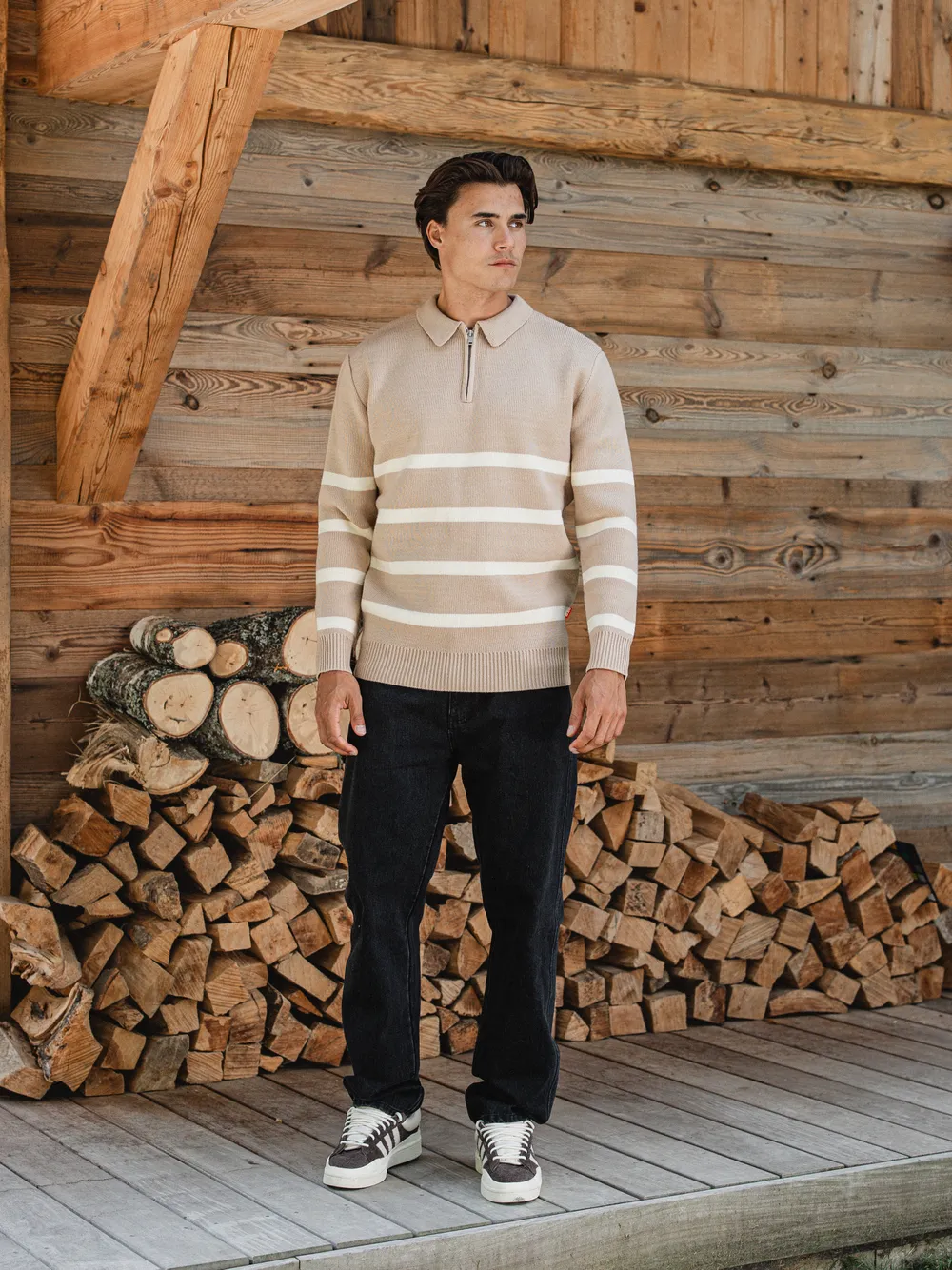 Beige Stripe Sweater 1608 WEAR