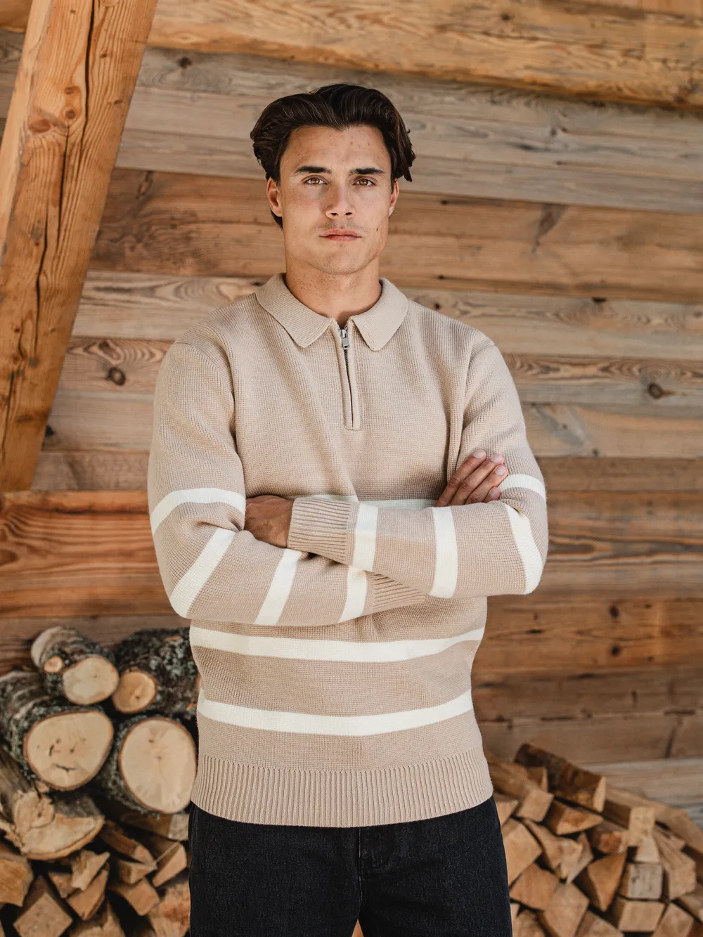 Beige Stripe Sweater 1608 WEAR