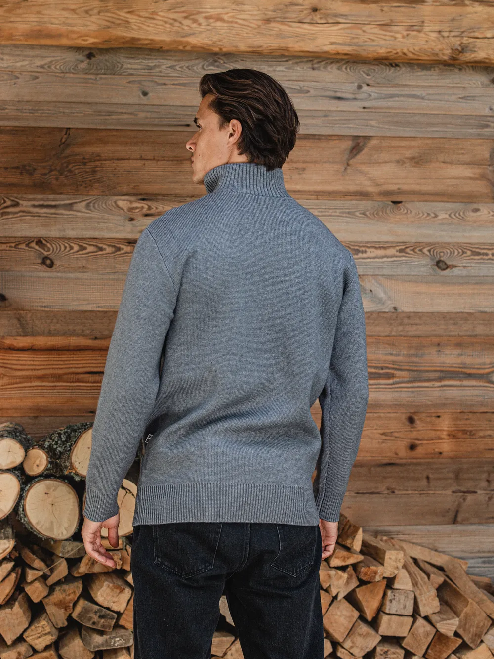 Grey Knitted Zipper Sweater 1608 WEAR