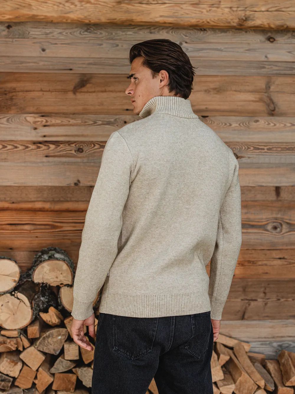 Brown Knitted Zipper Sweater 1608 WEAR