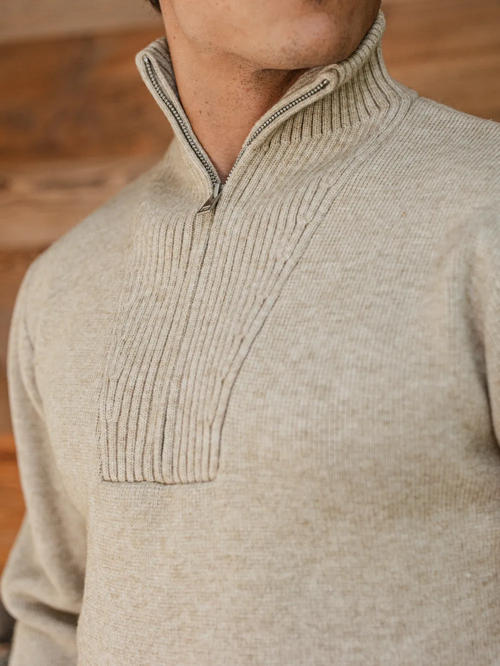 Brown Knitted Zipper Sweater 1608 WEAR