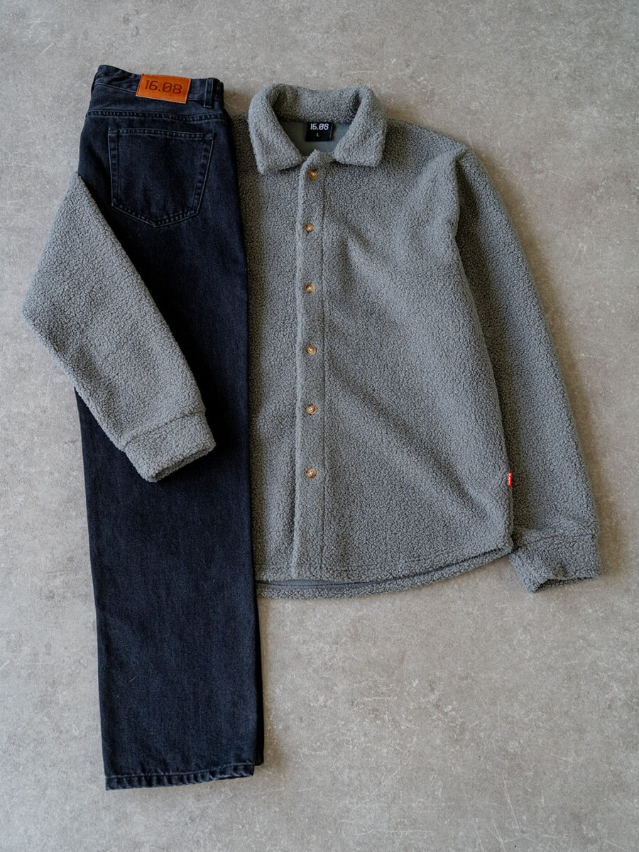Teddy Overshirt Outfit Grey 1608 WEAR