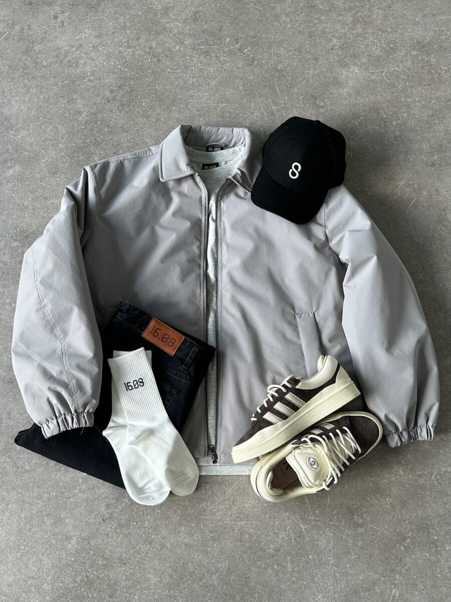 Grey Padded Jacket Outfit 1608 WEAR